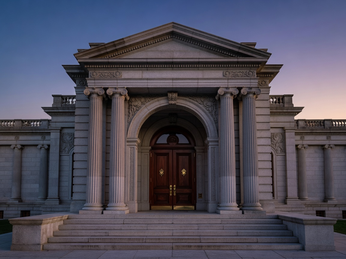 Completed entrance photographed at natural dusk
