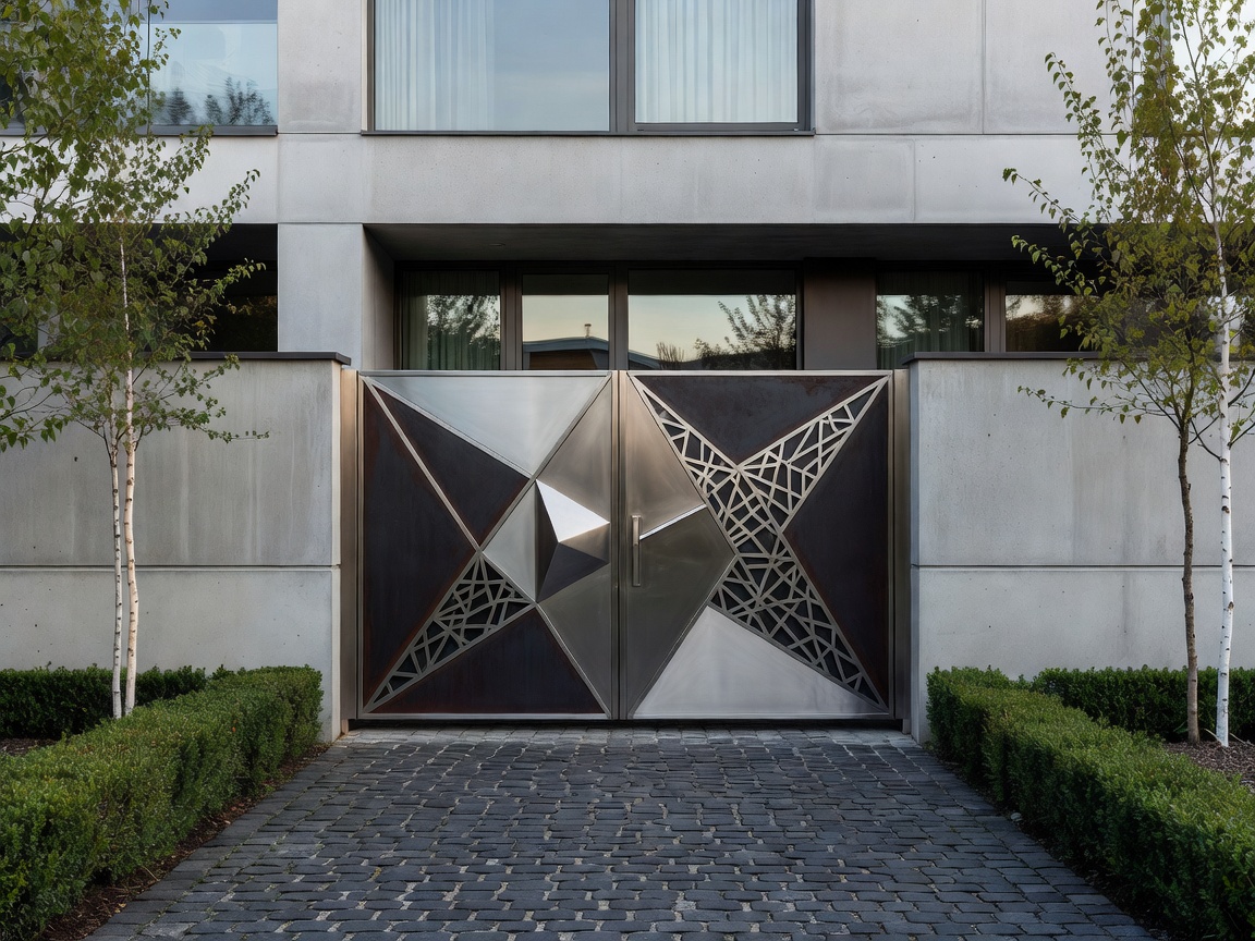 Contemporary German residential entrance with custom architectural gate installation